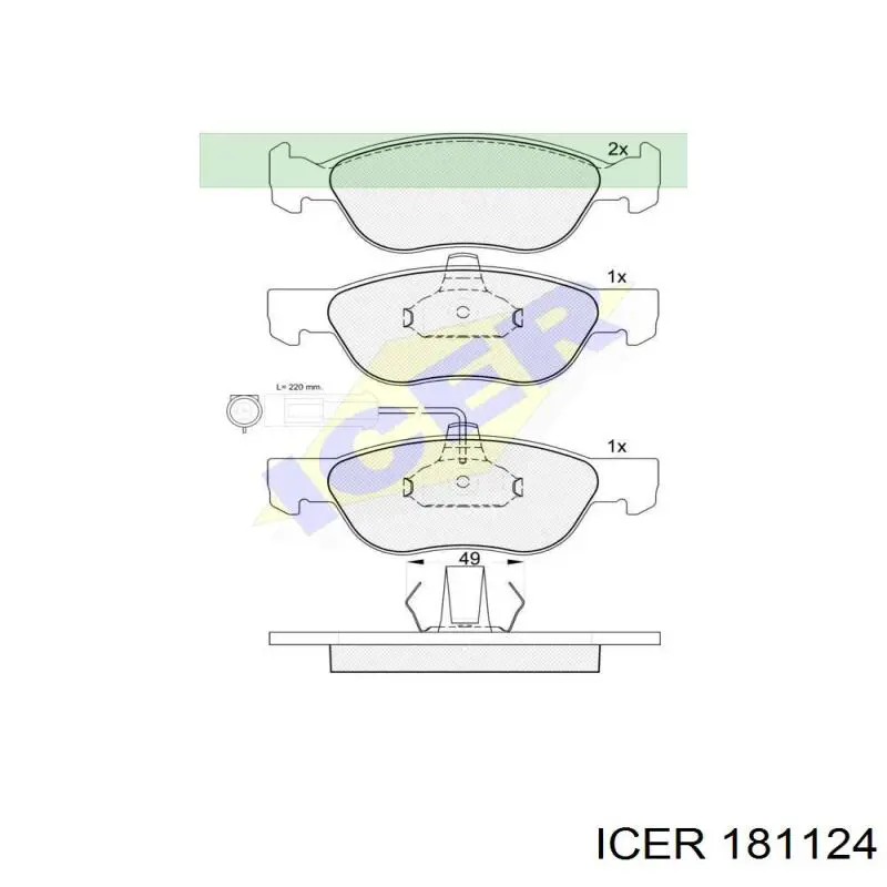 Передние тормозные колодки 181124 Icer