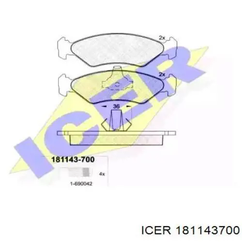 181143-700 Icer колодки тормозные передние дисковые