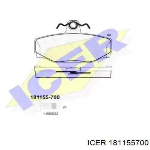 181155-700 Icer колодки тормозные задние дисковые