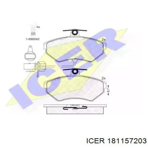 Передние тормозные колодки 181157203 Icer