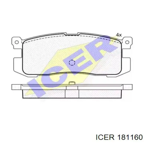 Задние тормозные колодки 181160 Icer