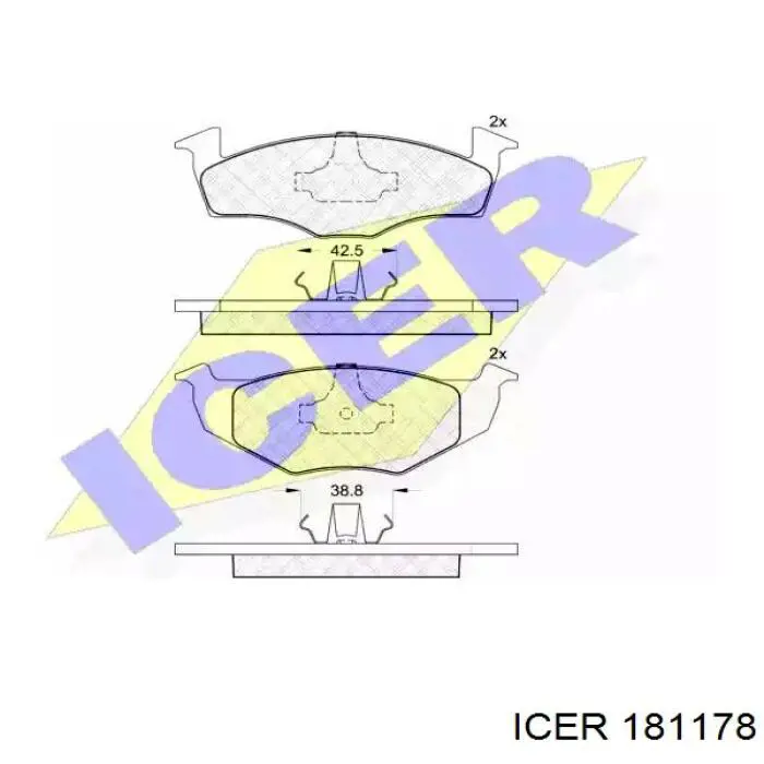 181178 Icer колодки тормозные передние дисковые
