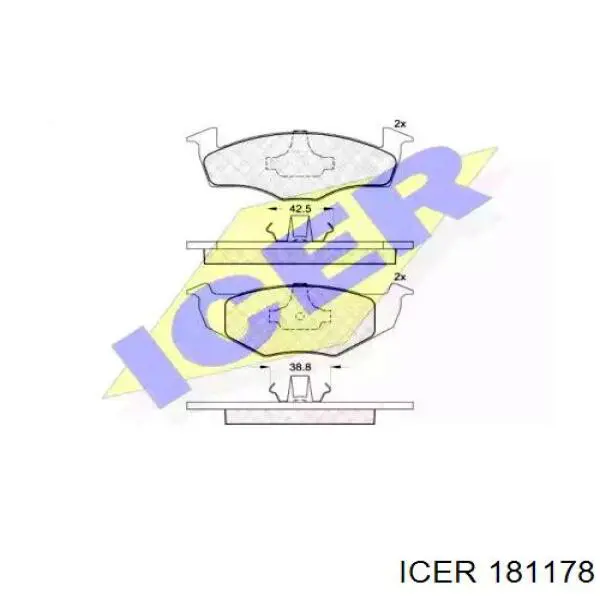 Колодки гальмівні передні, дискові 181178 Icer