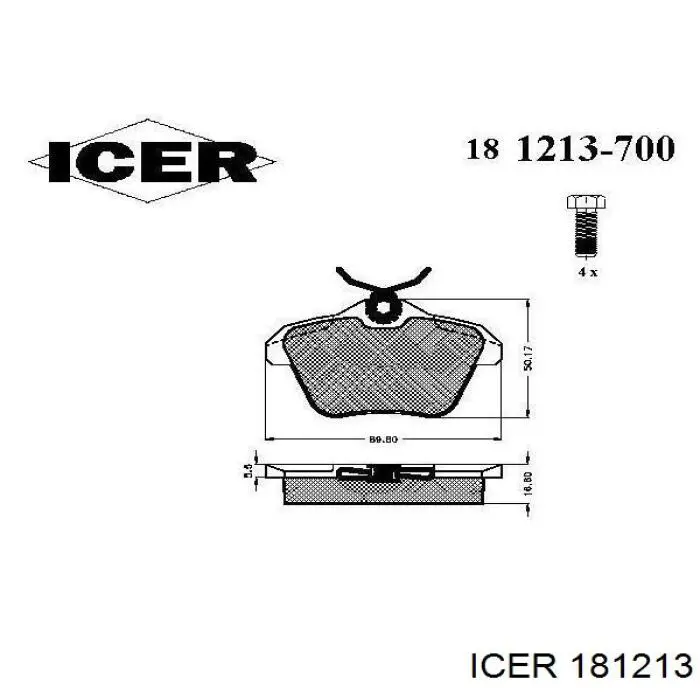 181213 Icer колодки тормозные задние дисковые