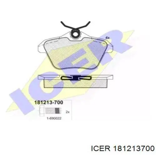 181213-700 Icer колодки тормозные задние дисковые