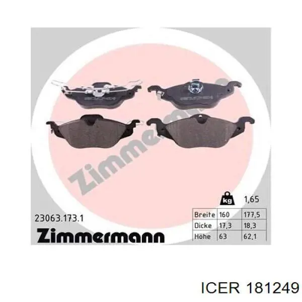 Тормозные колодки Icer 181249