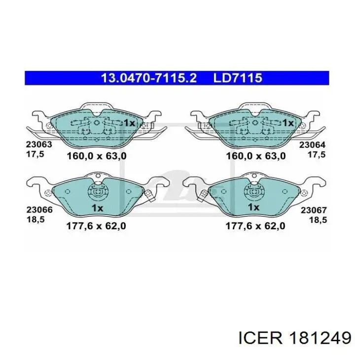 Колодки Icer 181249 цена, от 25.48 USD