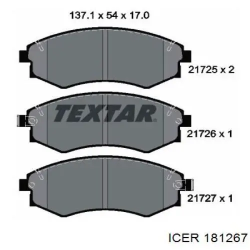Передние тормозные колодки 181267 Icer