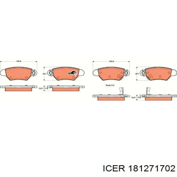 Купить 181271702 Icer Колодки тормозные задние, дисковые