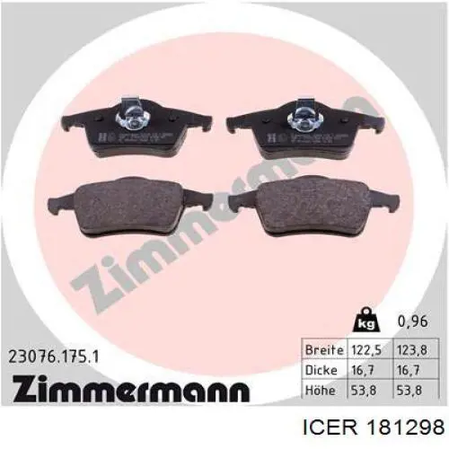 Купить 181298 Icer Колодки тормозные задние, дисковые
