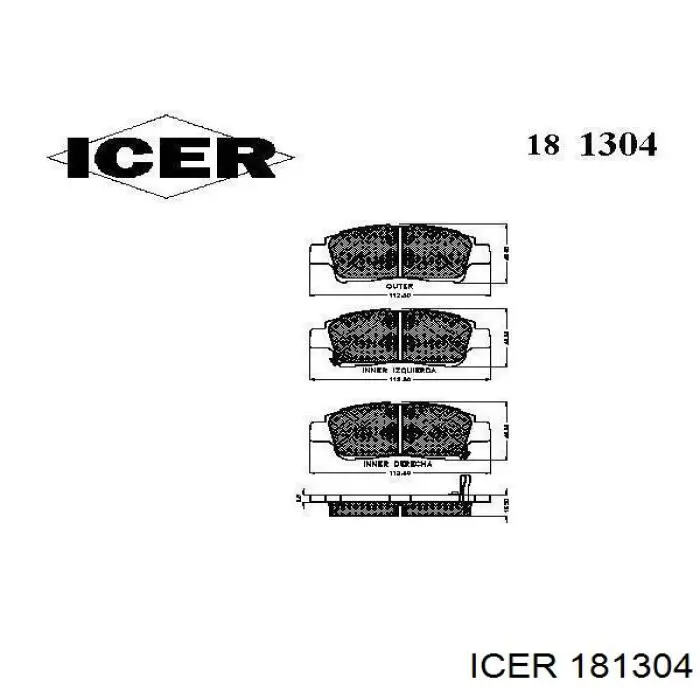 Передние тормозные колодки 181304 Icer