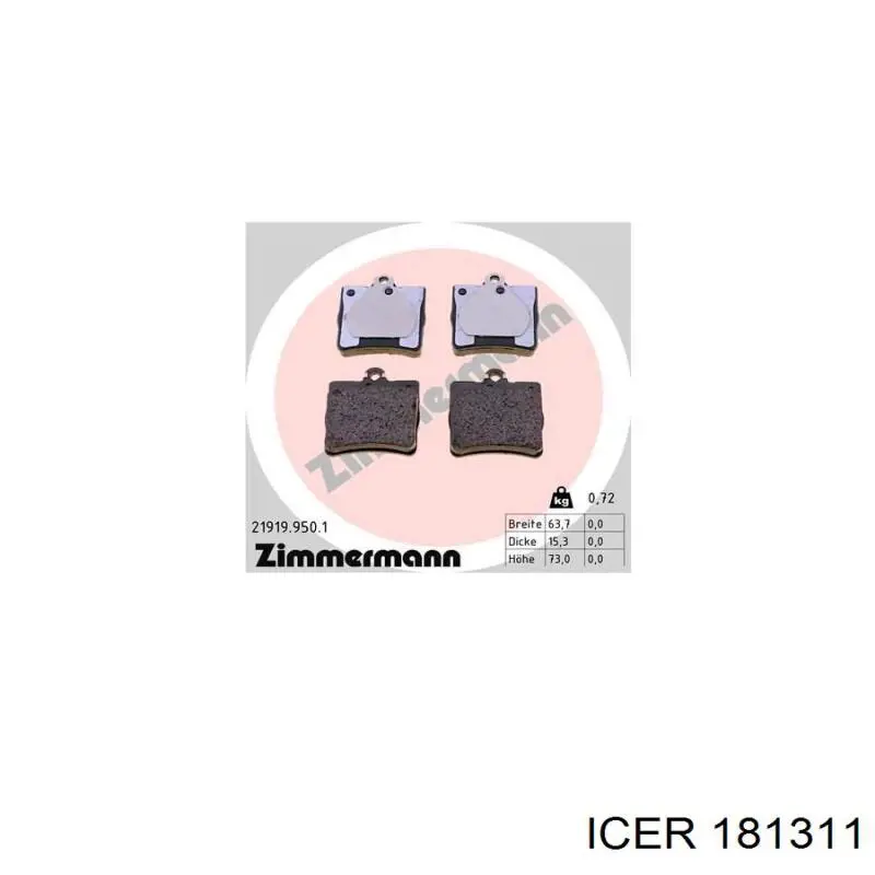 Задние тормозные колодки 181311 Icer