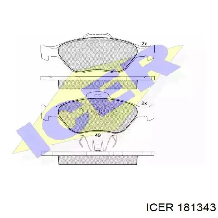 181343 Icer колодки тормозные передние дисковые