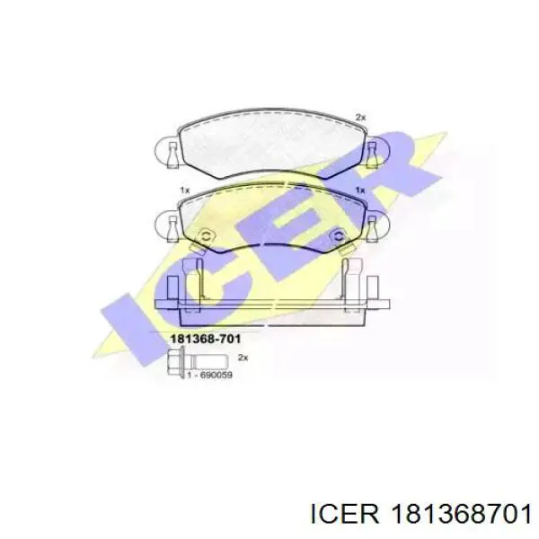 181368701 Icer колодки тормозные передние дисковые