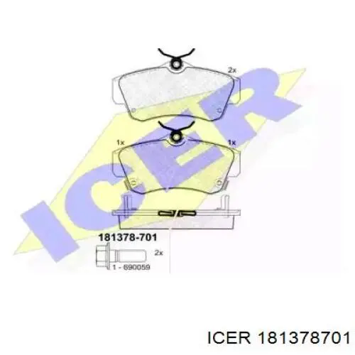 Передние тормозные колодки 181378701 Icer