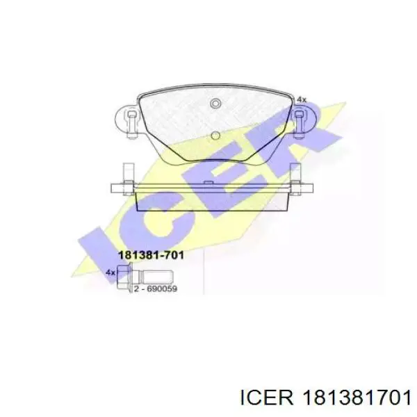 181381701 Icer колодки тормозные задние дисковые