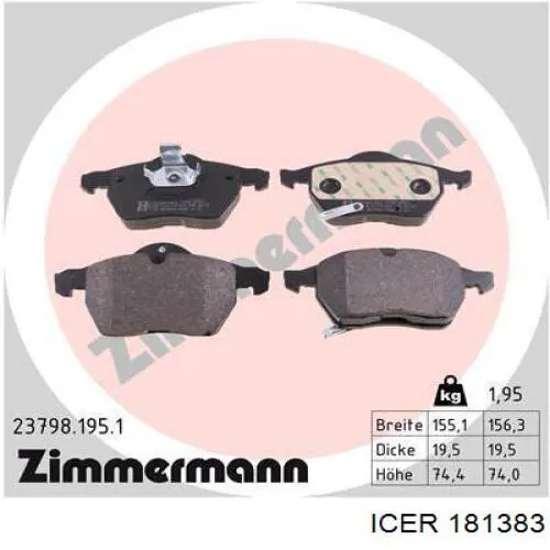 181383 Icer Колодки передние