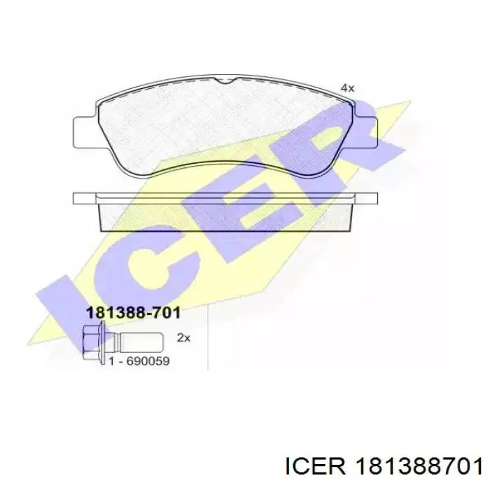 181388701 Icer колодки тормозные передние дисковые