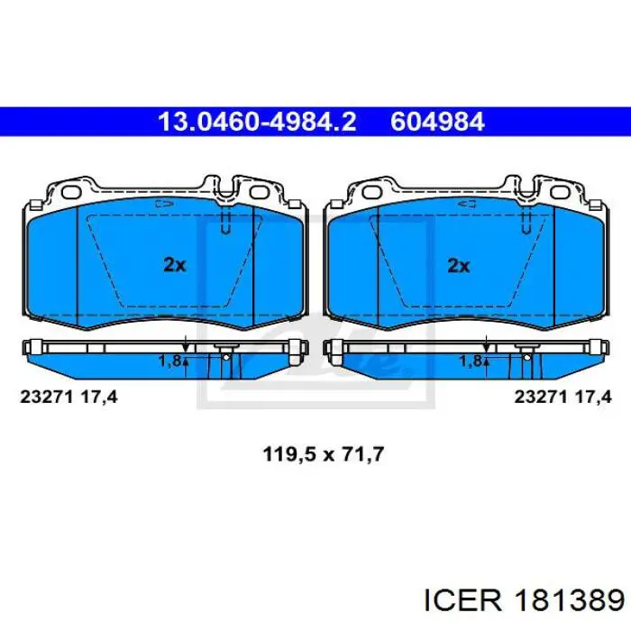 181389 Icer Колодки передние