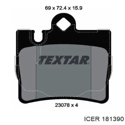 Задние тормозные колодки 181390 Icer