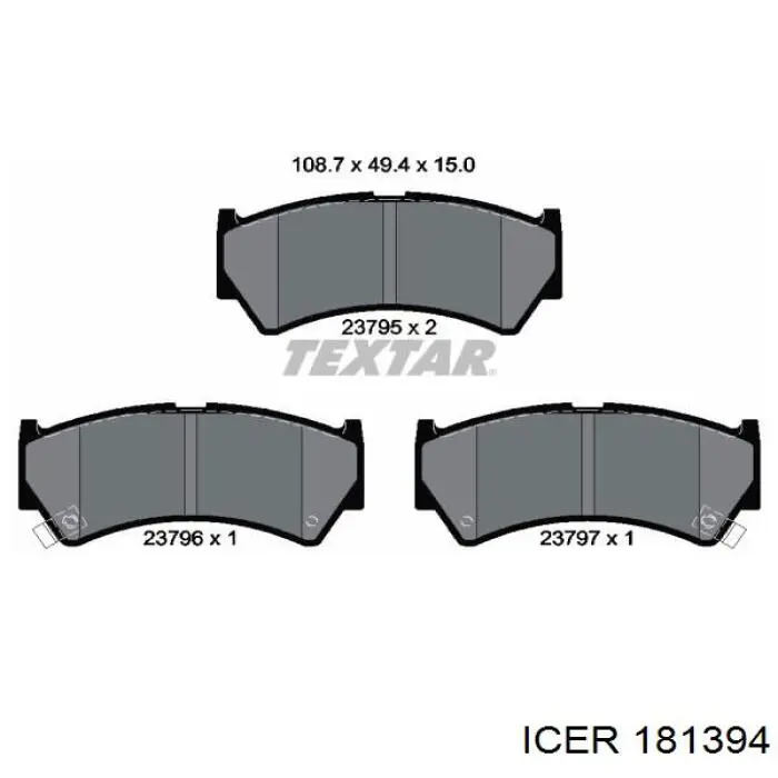 Передние тормозные колодки 181394 Icer