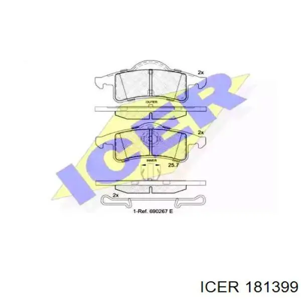 Задние тормозные колодки 181399 Icer