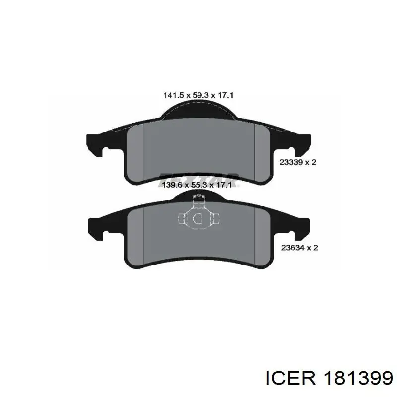 181399 Icer Колодки тормозные дисковые комплект