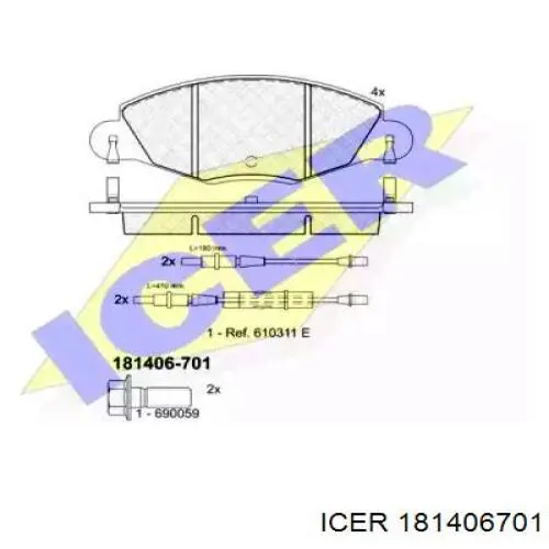 181406-701 Icer колодки тормозные передние дисковые