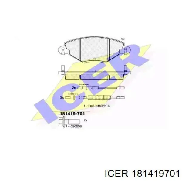 Передние тормозные колодки 181419701 Icer