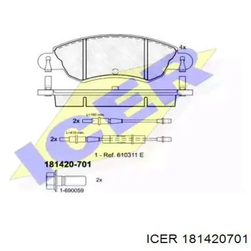 181420-701 Icer колодки тормозные передние дисковые