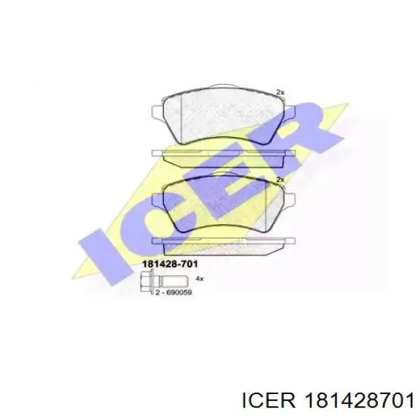 181428-701 Icer колодки тормозные передние дисковые
