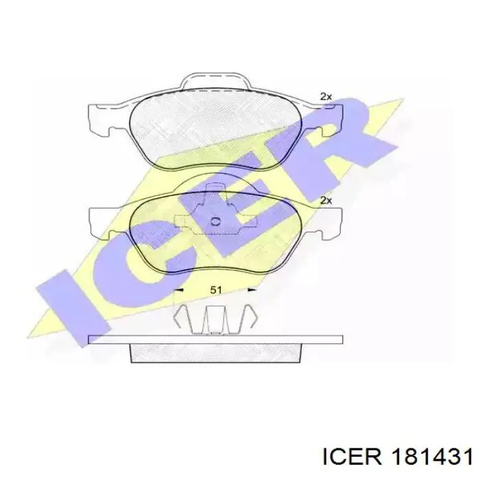 181431 Icer колодки тормозные передние дисковые