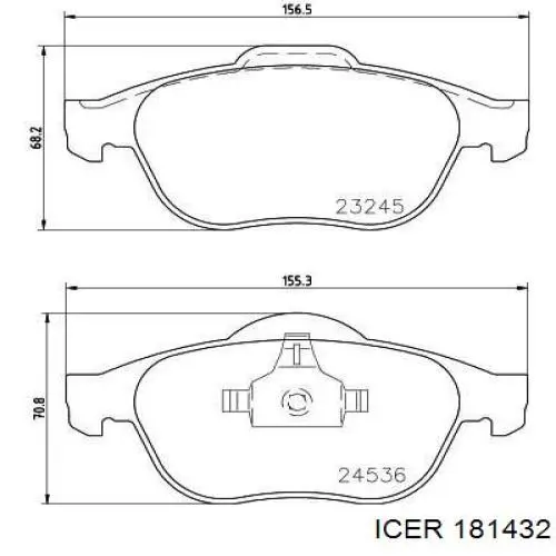 Передние тормозные колодки 181432 Icer