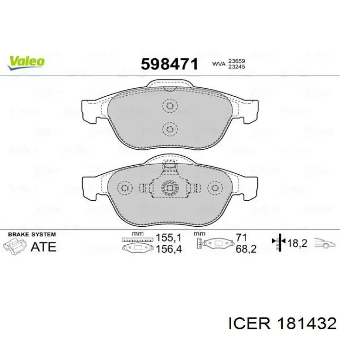 Тормозные колодки Icer 181432