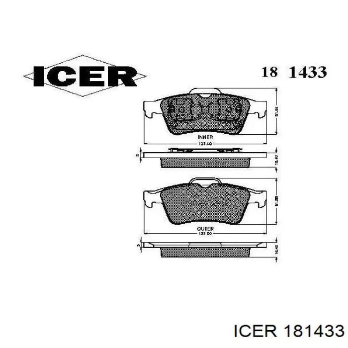 Купить 181433 Icer Колодки тормозные задние, дисковые