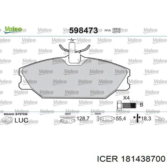181438700 Icer Колодки передние