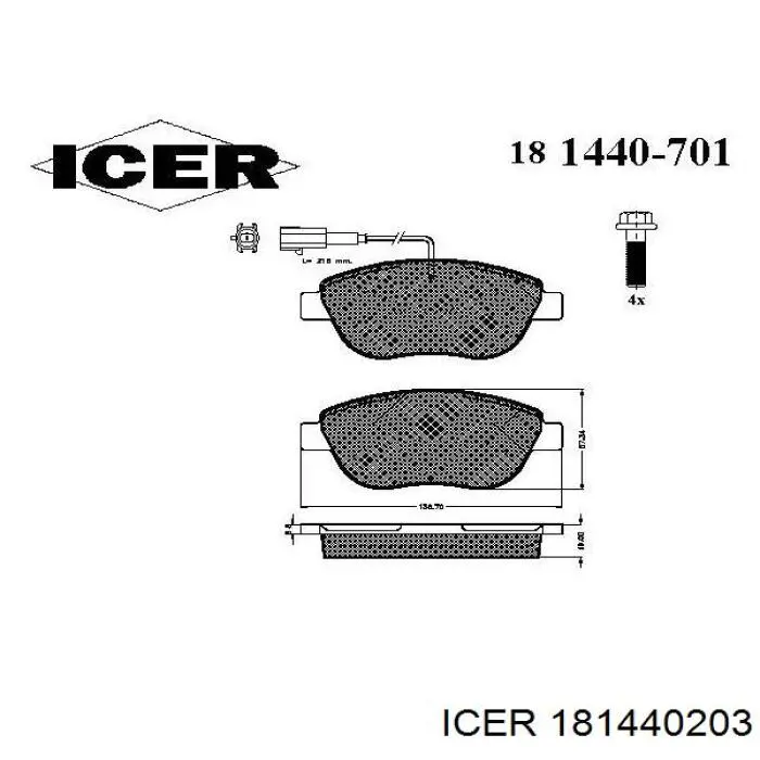 181440203 Icer Колодки передние