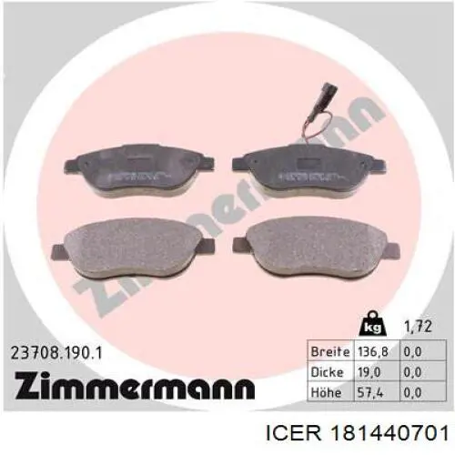 Купить 181440701 Icer Колодки тормозные