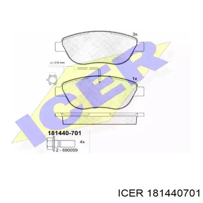 181440-701 Icer колодки тормозные передние дисковые