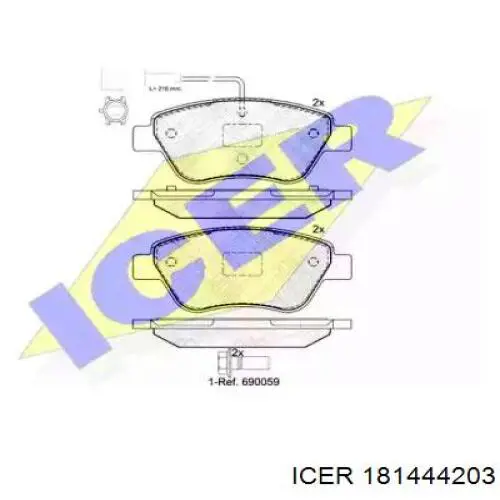 Pastillas de freno delanteras 181444203 Icer