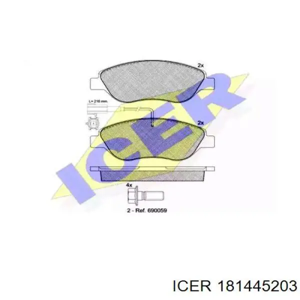 Передние тормозные колодки 181445203 Icer