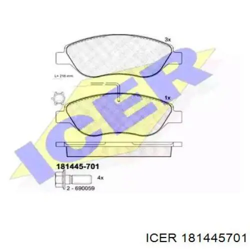 181445-701 Icer передние тормозные колодки
