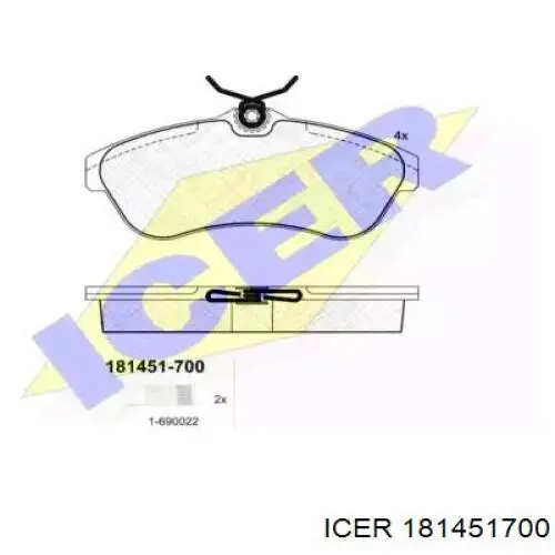 181451-700 Icer колодки тормозные передние дисковые