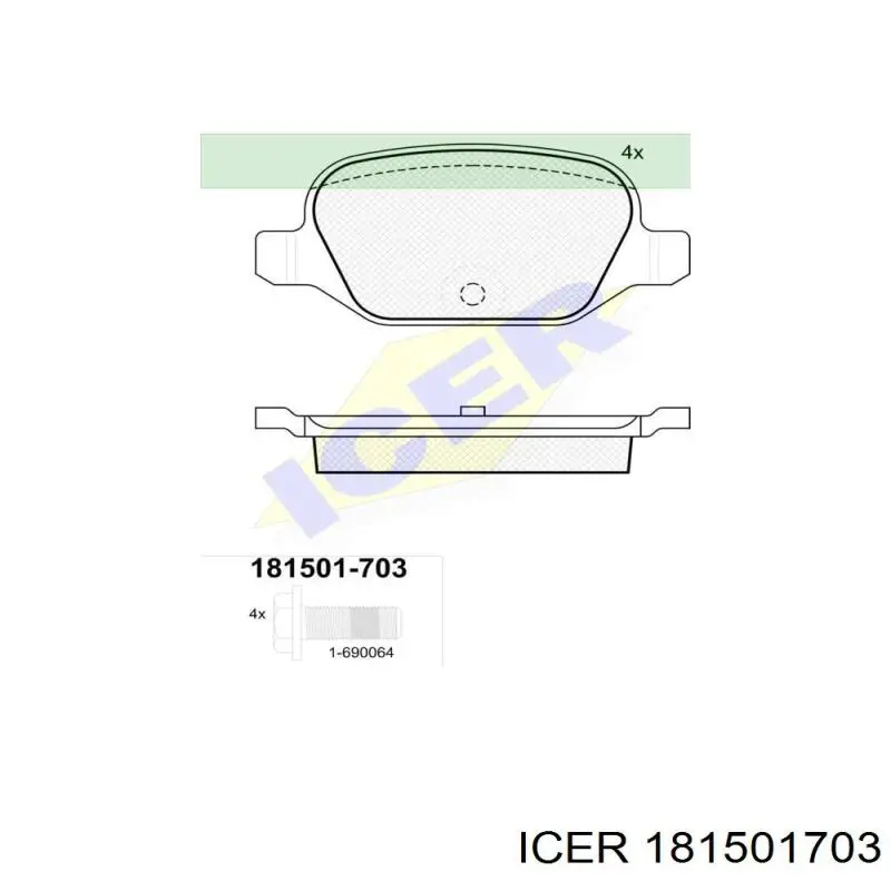 Колодки гальмові задні, дискові 181501703 Icer
