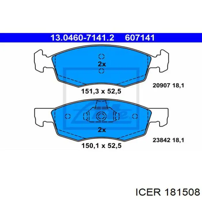 Передние тормозные колодки 181508 Icer
