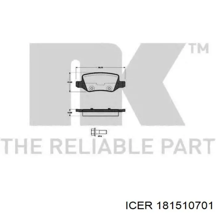 Задние дисковые колодки Icer 181510701