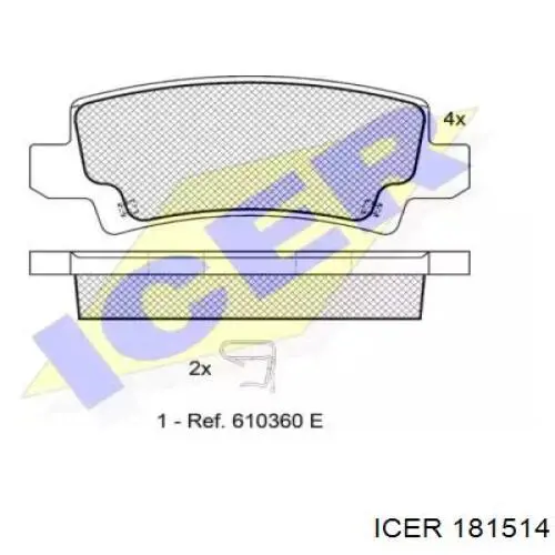 Задние тормозные колодки 181514 Icer