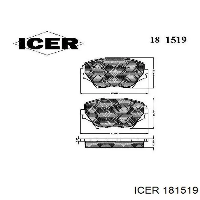 Передние тормозные колодки 181519 Icer