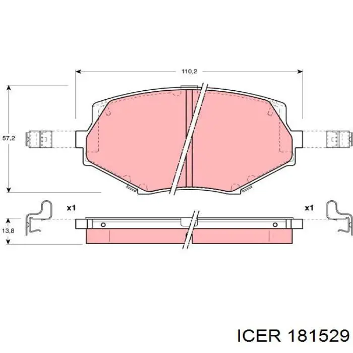 Колодки гальмівні передні, дискові 181529 Icer