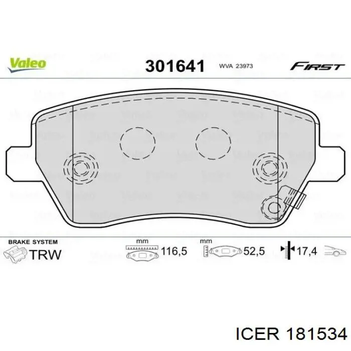 Купить 181534 Icer Колодки тормозные